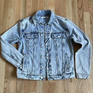 PacSun Mens Small Blue Jean Denim Jacket Trucker Distressed Medium Acid Wash